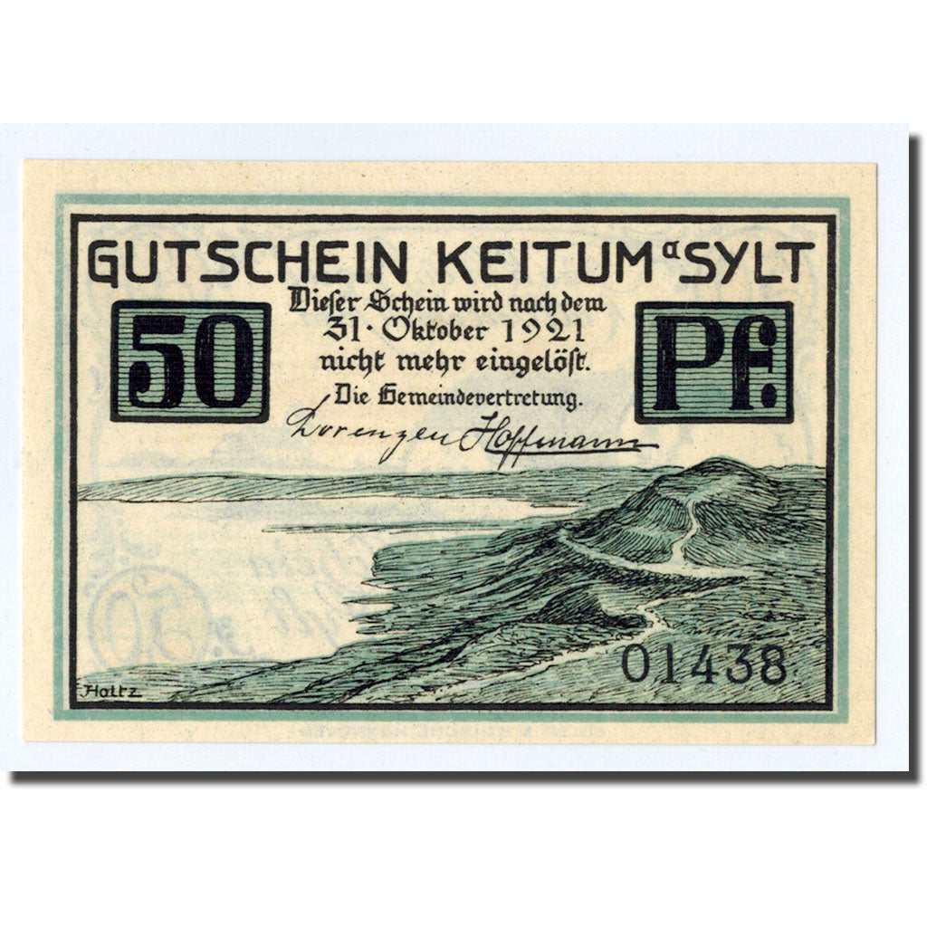 Banknot, Niemcy, Keitum, 50 Pfennig, paysage, 1921, 1921-10-31, UNC(63)