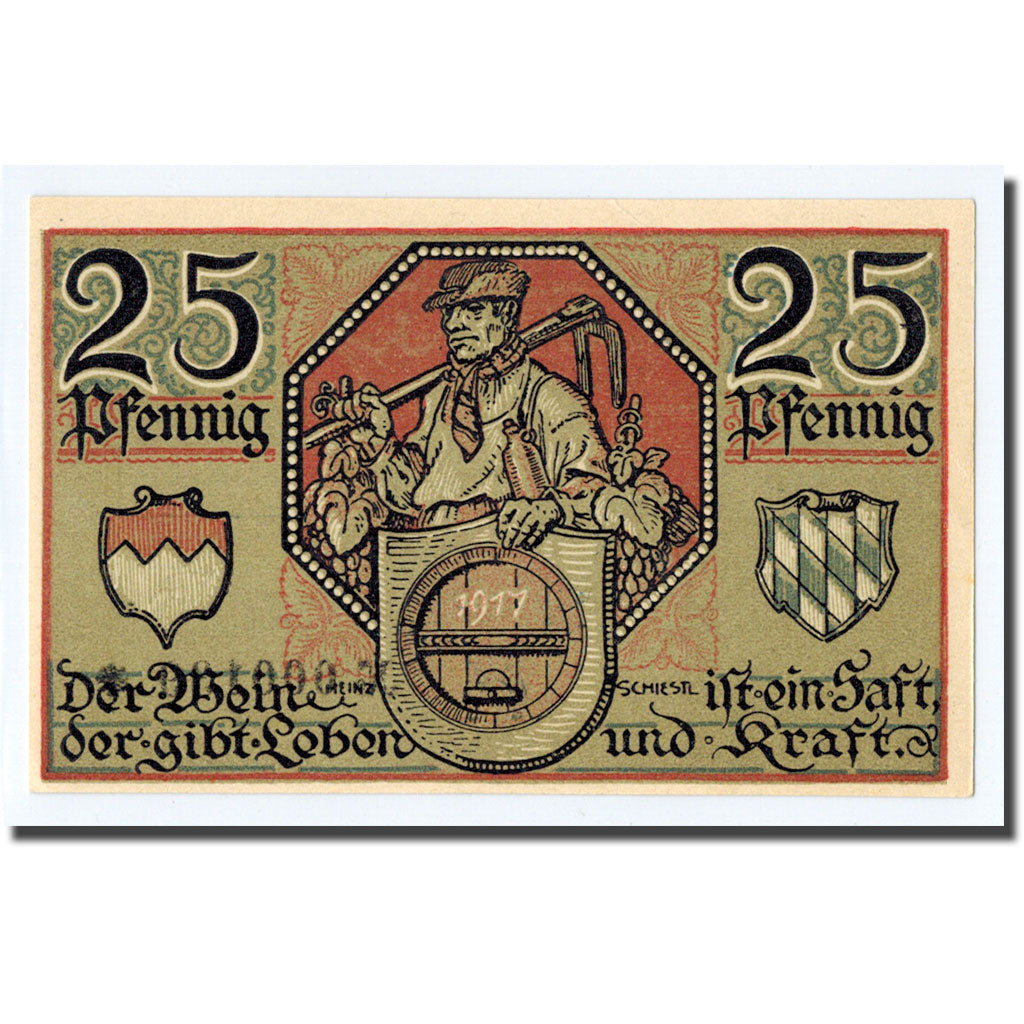 Banknote, Germany, Kitzingen, 25 Pfennig, tour, 1921, 1921-02-01, UNC(63)