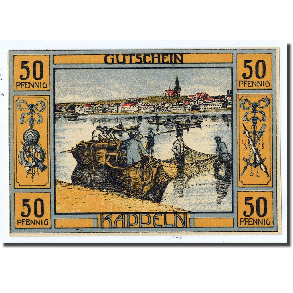 Banknote, Germany, Kappeln Stadt, 50 Pfennig, pêcheur, 1920, 1920-07-06
