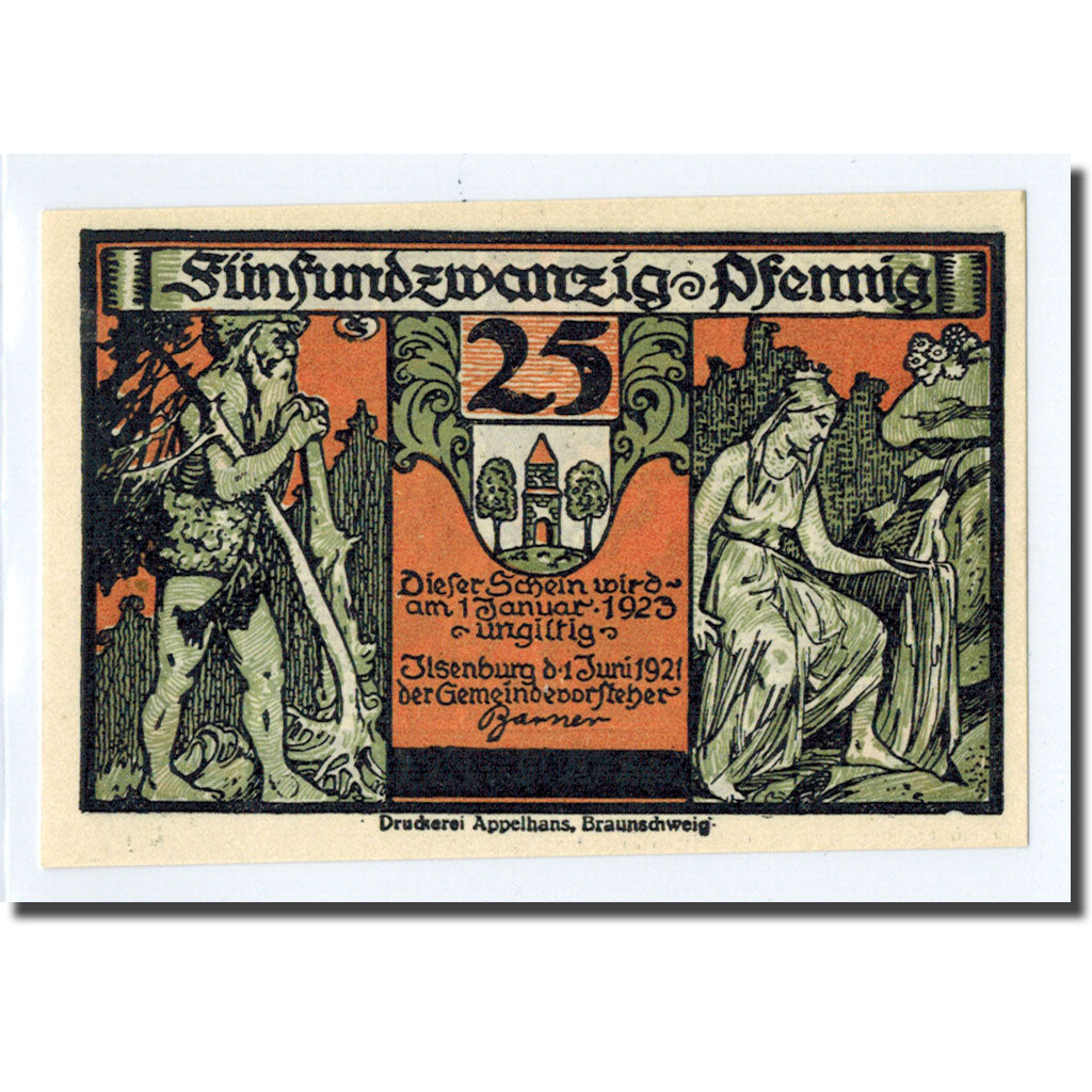 Banknote, Germany, Ilsenburg, 25 Pfennig, personnage, 1923, 1923-01-01, UNC(63)
