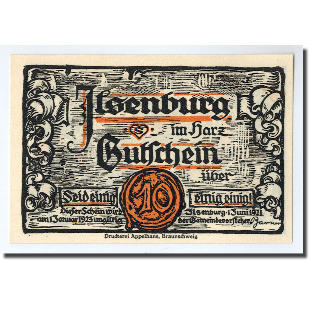 Banknote, Germany, Ilsenburg, 10 Pfennig, paysage 1, 1923, 1923-01-01, UNC(63)