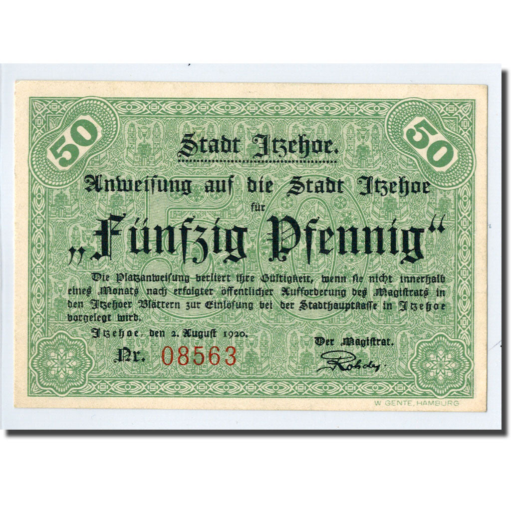 Banknote, Germany, Itzehoe, 50 Pfennig, personnage, 1920, 1920-08-02, UNC(63)