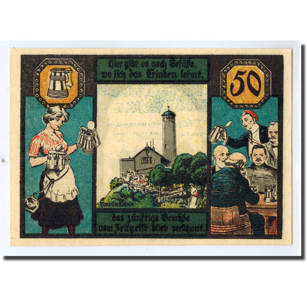 Billet, Allemagne, Jena Stadt, 50 Pfennig, personnage, 1921, SPL, Mehl:653.1a