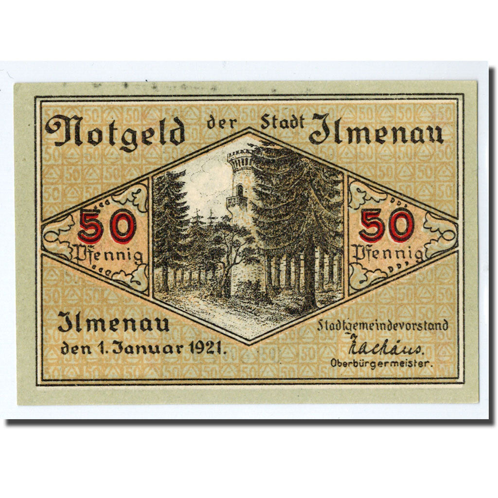 Banknote, Germany, Ilmenau Stadt, 50 Pfennig, tour, 1921, 1921-01-01, UNC(63)