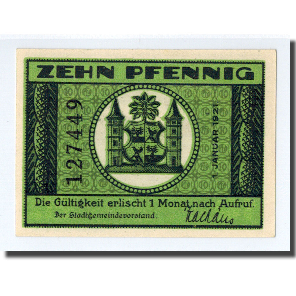 Banknote, Germany, Ilmenau Stadt, 10 Pfennig, paysage, 1921, 1921-01-01