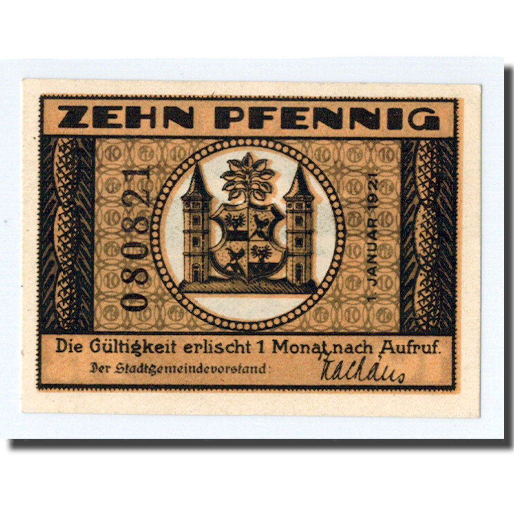 Banknote, Germany, Ilmenau Stadt, 10 Pfennig, paysage 1, 1921, 1921-01-01