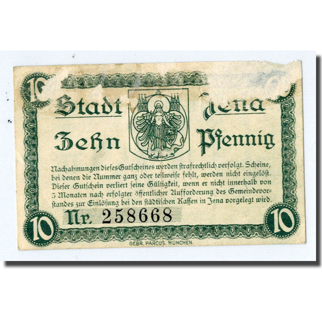 Banknote, Germany, Jena Stadt, 10 Pfennig, tour, 1920, 1920-08-01, AU(50-53)
