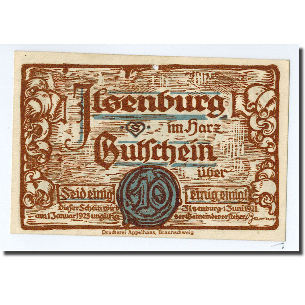 Banknote, Germany, Ilsenburg, 10 Pfennig, personnage, 1921, 1921-06-01, UNC(63)