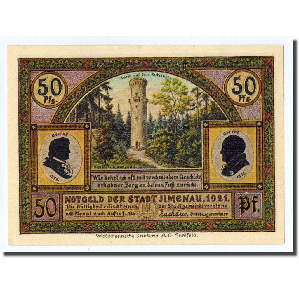Banknote, Germany, Ilmenau Stadt, 50 Pfennig, tour, 1921, UNC(63), Mehl:643.3
