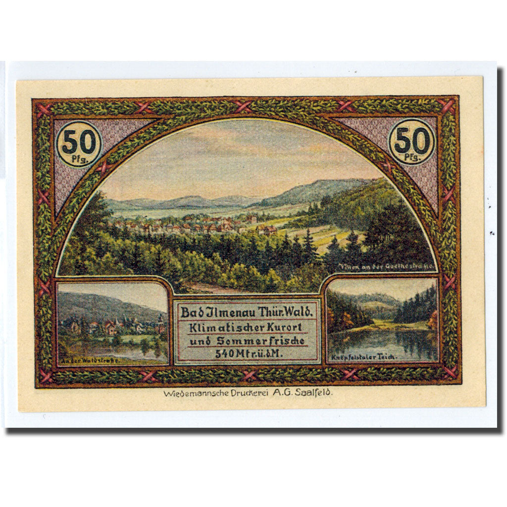 Biljet, Duitsland, Ilmenau Stadt, 50 Pfennig, paysage, 1921, SPL, Mehl:643.3