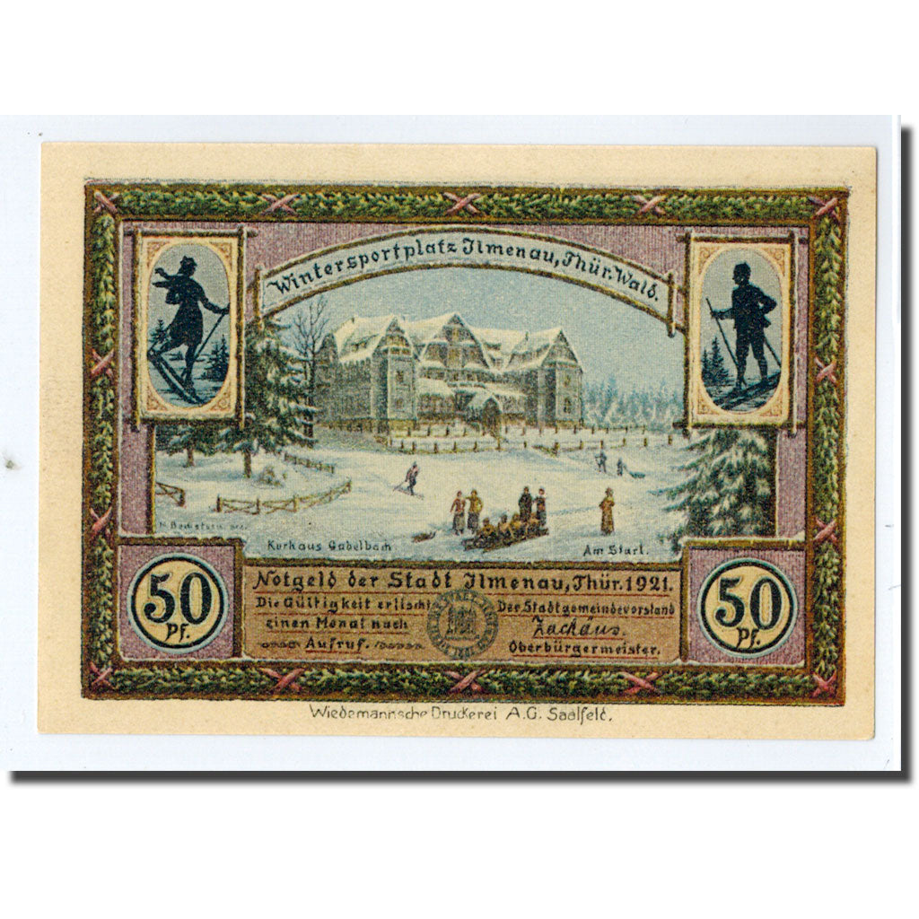 Biljet, Duitsland, Ilmenau Stadt, 50 Pfennig, paysage, 1921, SPL, Mehl:643.3