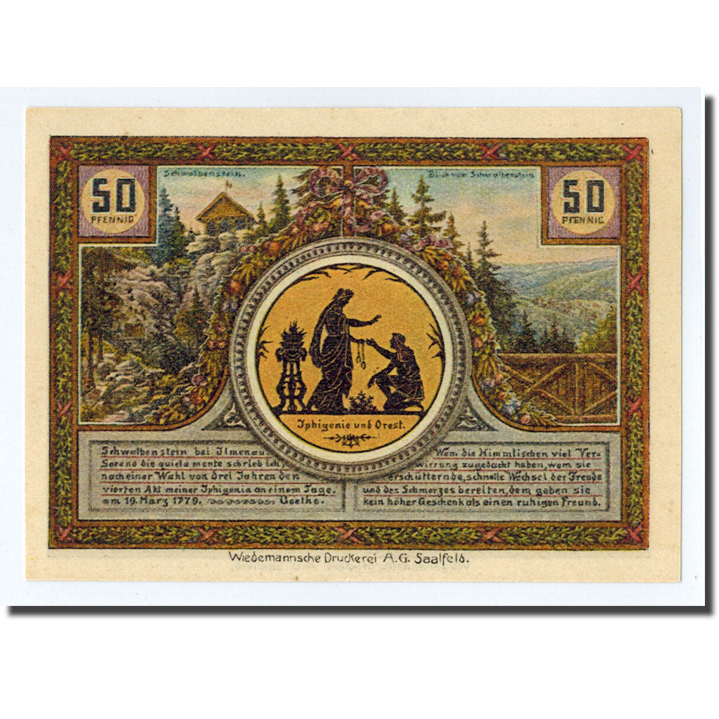 Billet, Allemagne, Ilmenau Stadt, 50 Pfennig, tour 1, 1921, SPL, Mehl:643.3