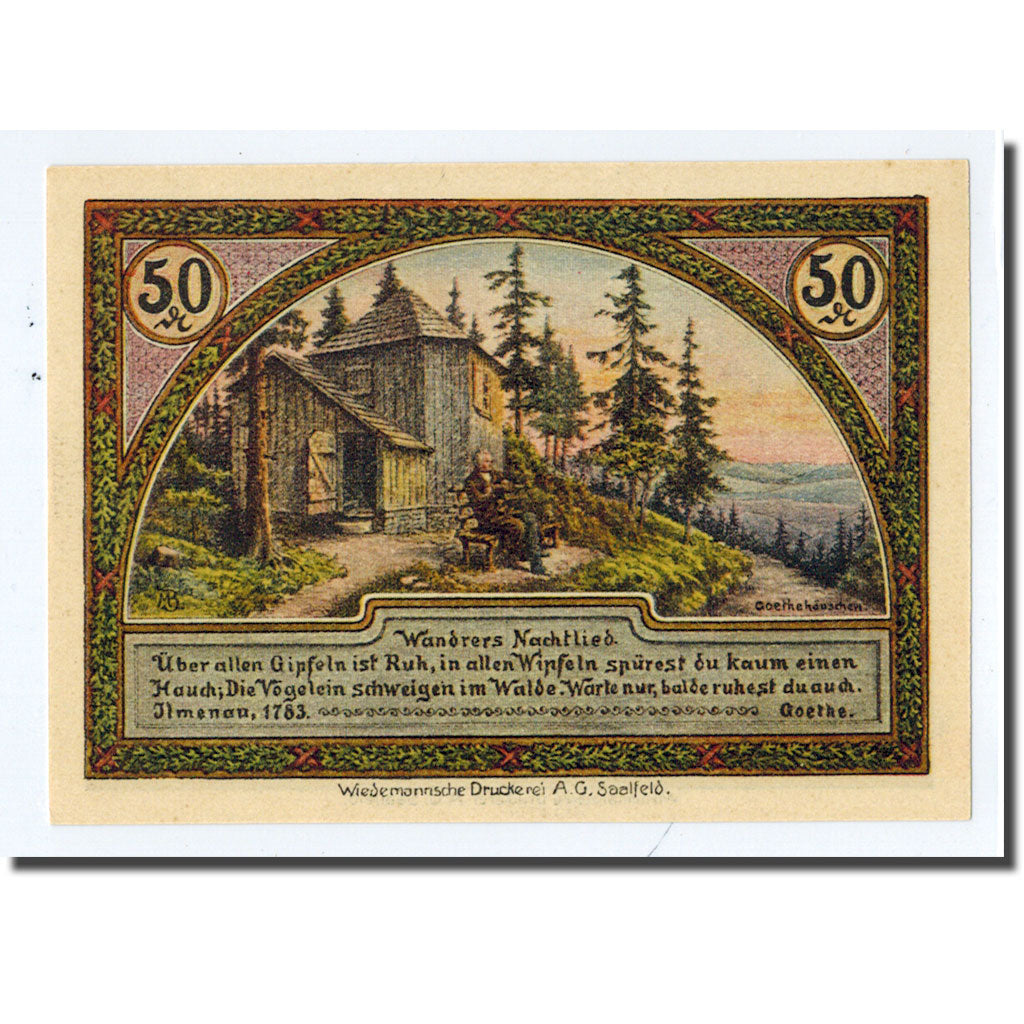 Billet, Allemagne, Ilmenau Stadt, 50 Pfennig, tour 2, 1921, SPL, Mehl:643.3