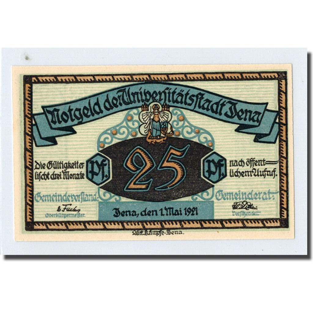 Banknote, Germany, Jena Stadt, 25 Pfennig, personnage, 1921, 1921-05-01