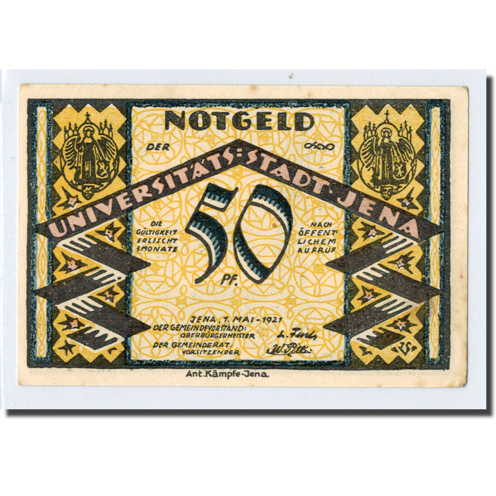 Banconote, Germania, Jena Stadt, 50 Pfennig, paysage, 1921, 1921-05-01, SPL