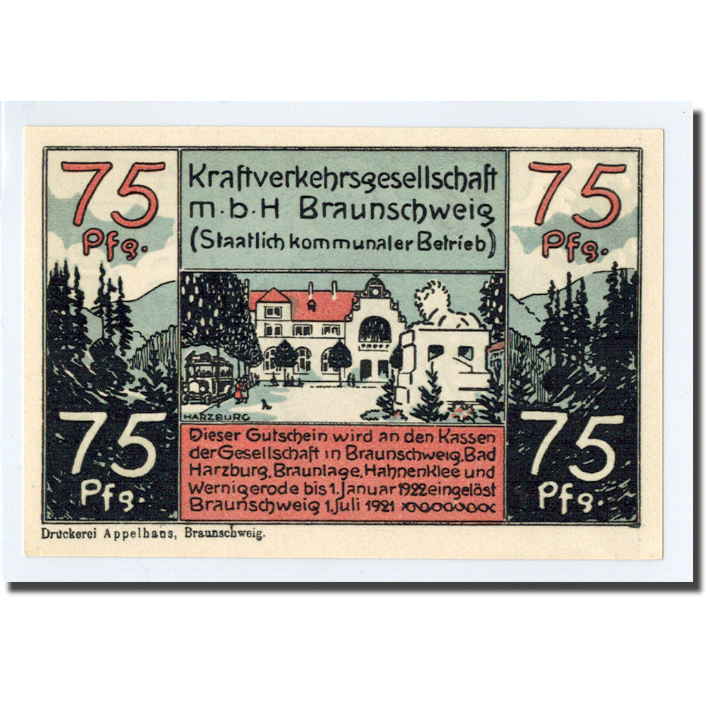 Billete, Alemania, Braunschweig, 75 Pfennig, personnage, 1921, 1921-07-01, SC