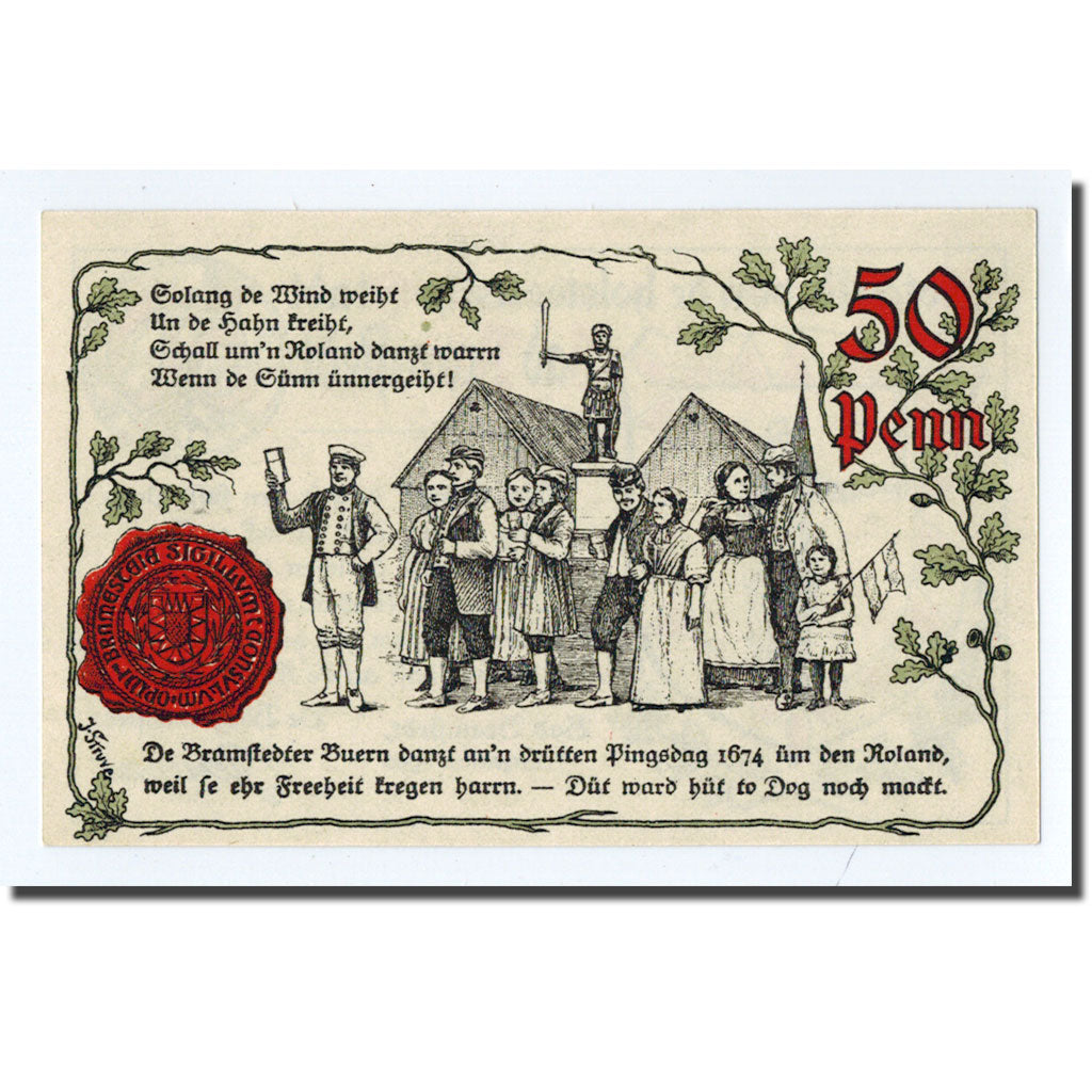 Billet, Allemagne, Bramstedt, 50 Pfennig, Ecusson, 1920, 1920-12-07, SPL