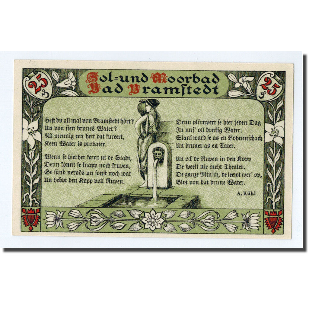 Banknote, Germany, Bramstedt, 25 Pfennig, personnage, 1920, 1920-12-07, UNC(63)