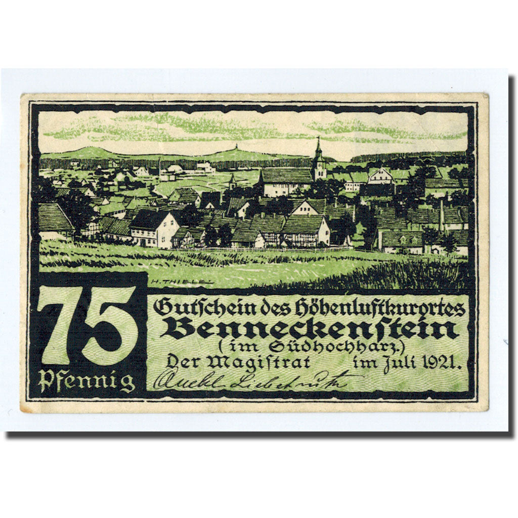 Banknote, Germany, Benneckenstein, 75 Pfennig, paysage, 1921, UNC(63), Mehl:73.1