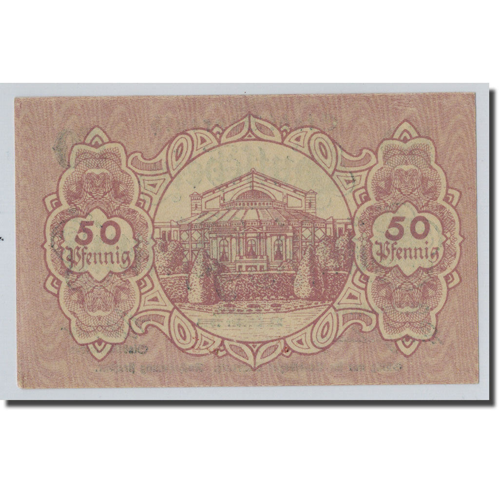Billet, Allemagne, Bayreuth, 50 Pfennig, Monument, 1918, 1918-10-22, SPL