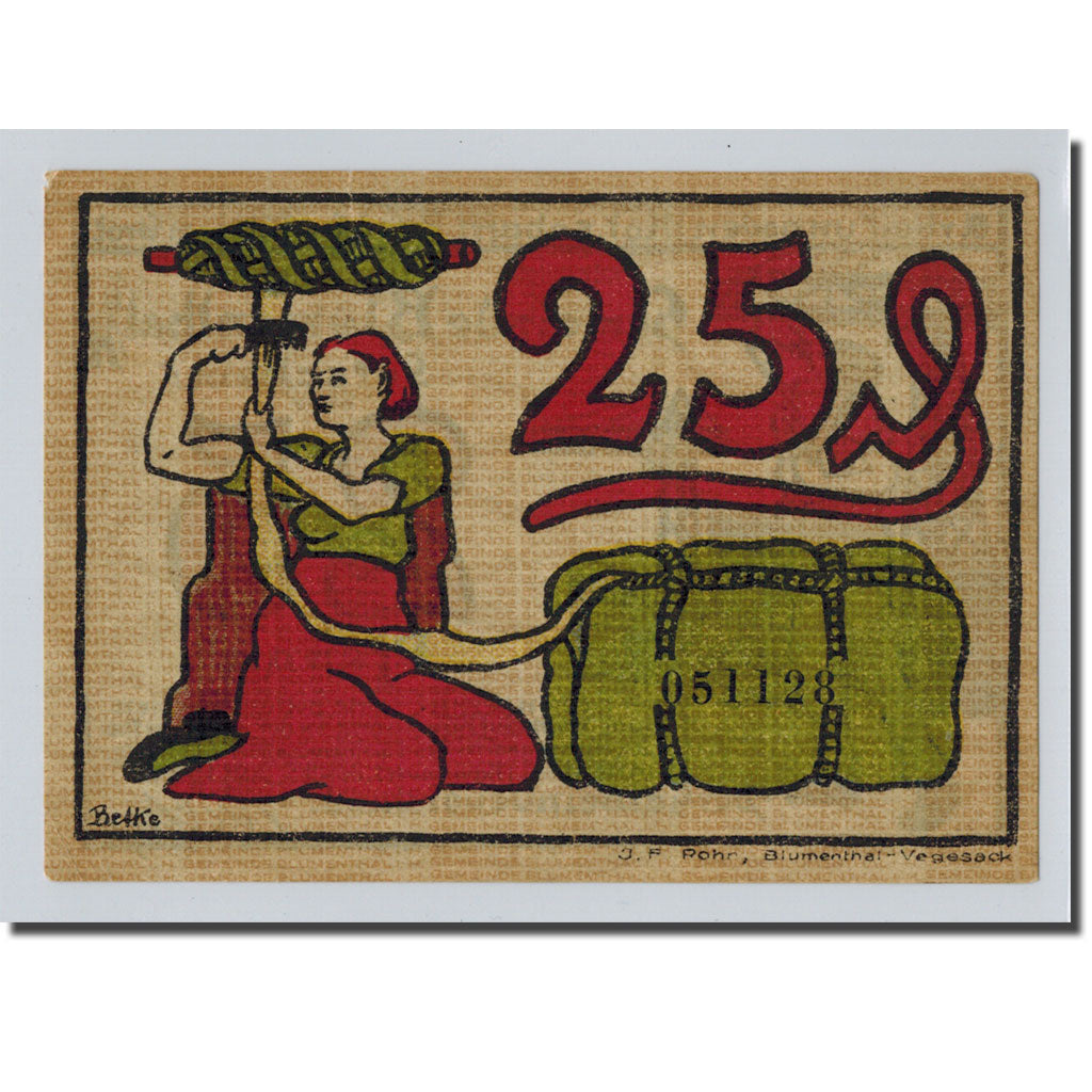 Banconote, Germania, Blumenthal, 25 Pfennig, personnage, 1921, 1921-03-25, SPL