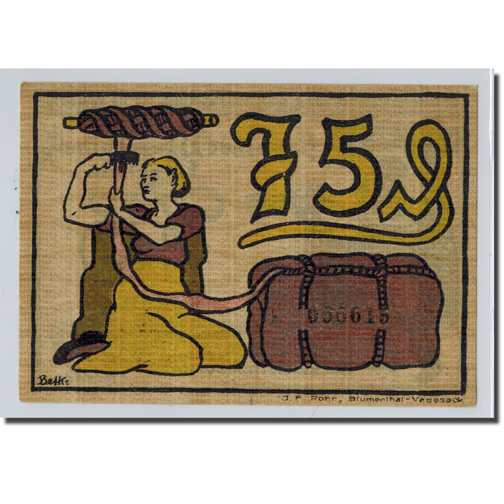 Biljet, Duitsland, Blumenthal, 75 Pfennig, personnage, 1921, 1921-03-25, SPL