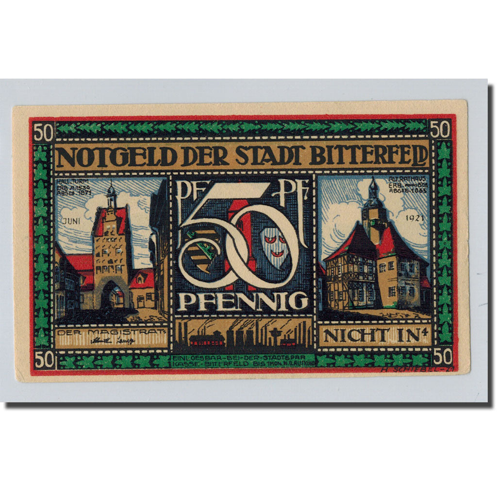 Billete, Alemania, Bitterfeld Stadt, 50 Pfennig, personnage, 1921, SC