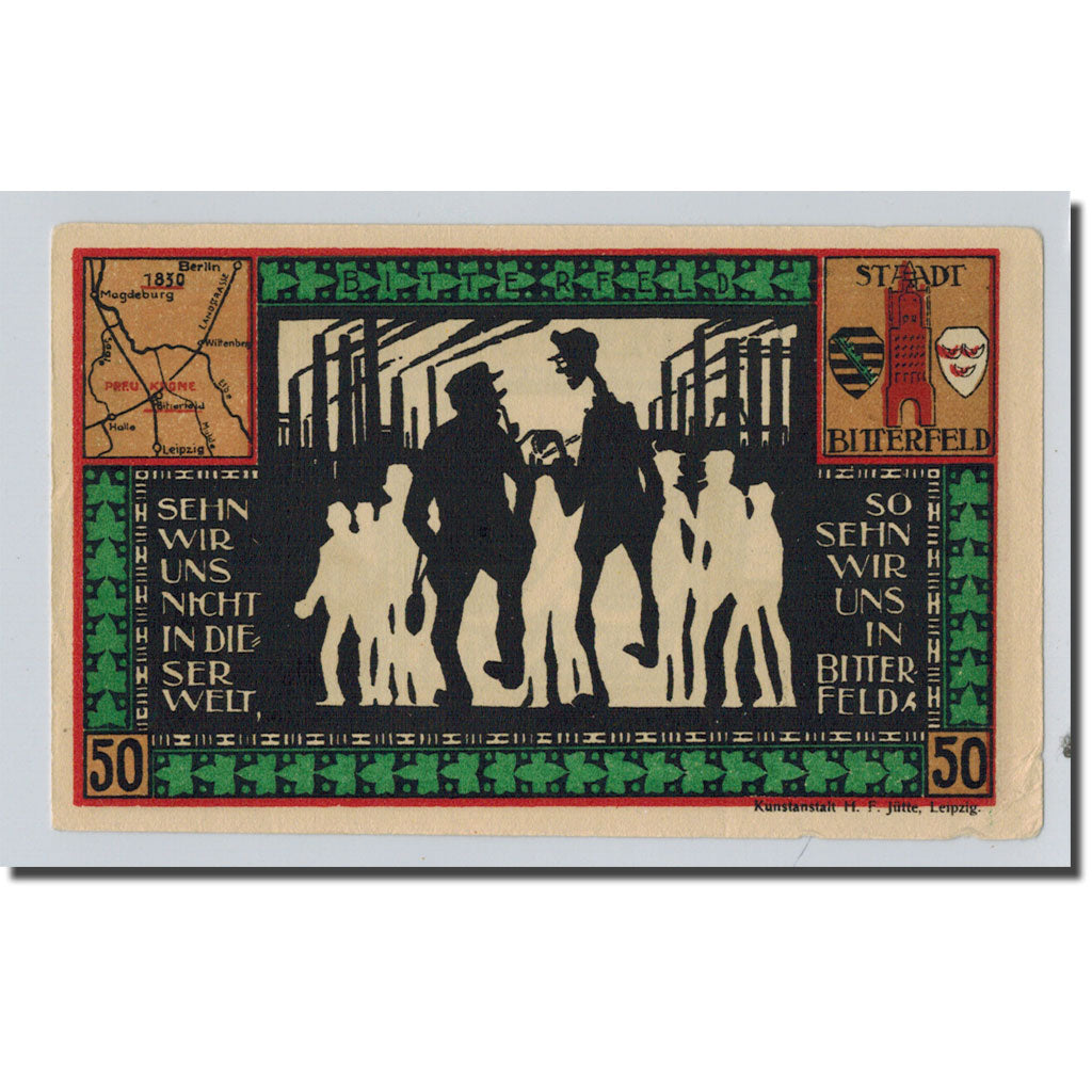 Banconote, Germania, Bitterfeld Stadt, 50 Pfennig, personnage 1, 1921, SPL