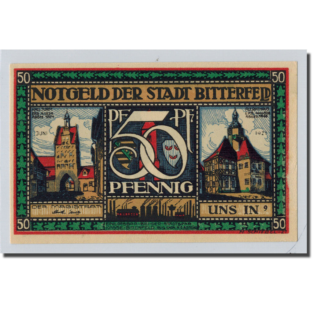 Banknote, Germany, Bitterfeld Stadt, 50 Pfennig, personnage 4, 1921, UNC(63)