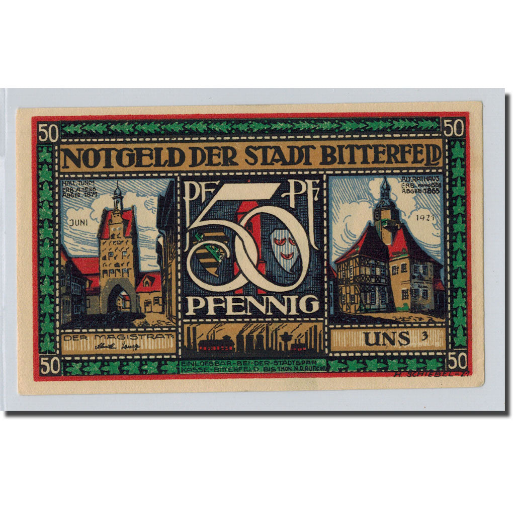 Banknote, Germany, Bitterfeld Stadt, 50 Pfennig, personnage 6, 1921, UNC(63)