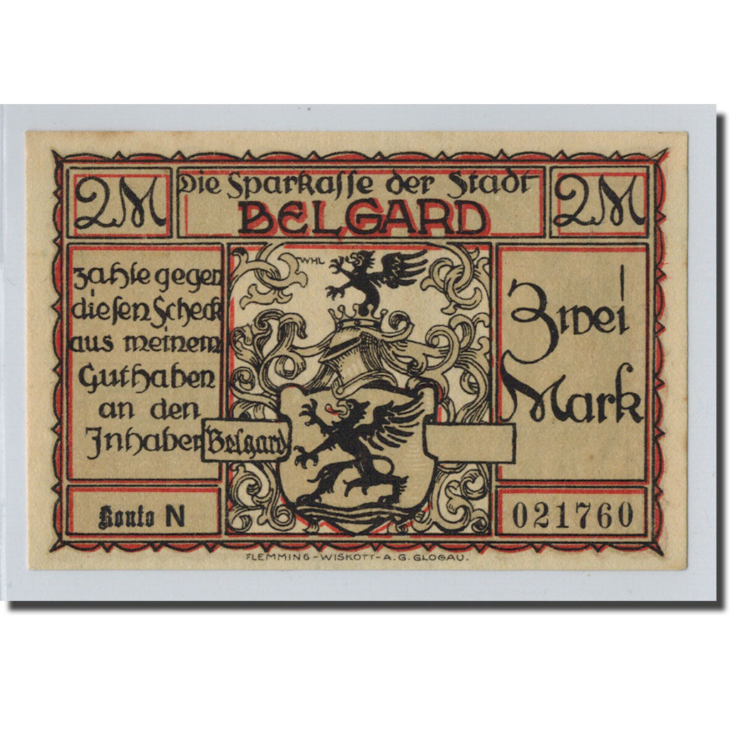Banknote, Germany, Belgard a. Persante Stadt, 2 Mark, cavalier, O.D, UNC(63)