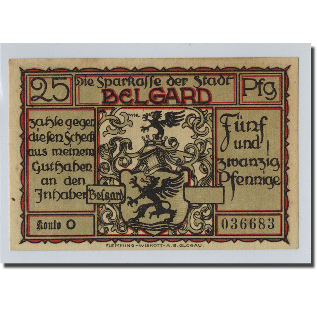 Banknote, Germany, Belgard a. Persante Stadt, 25 Pfennig, cavalier, O.D
