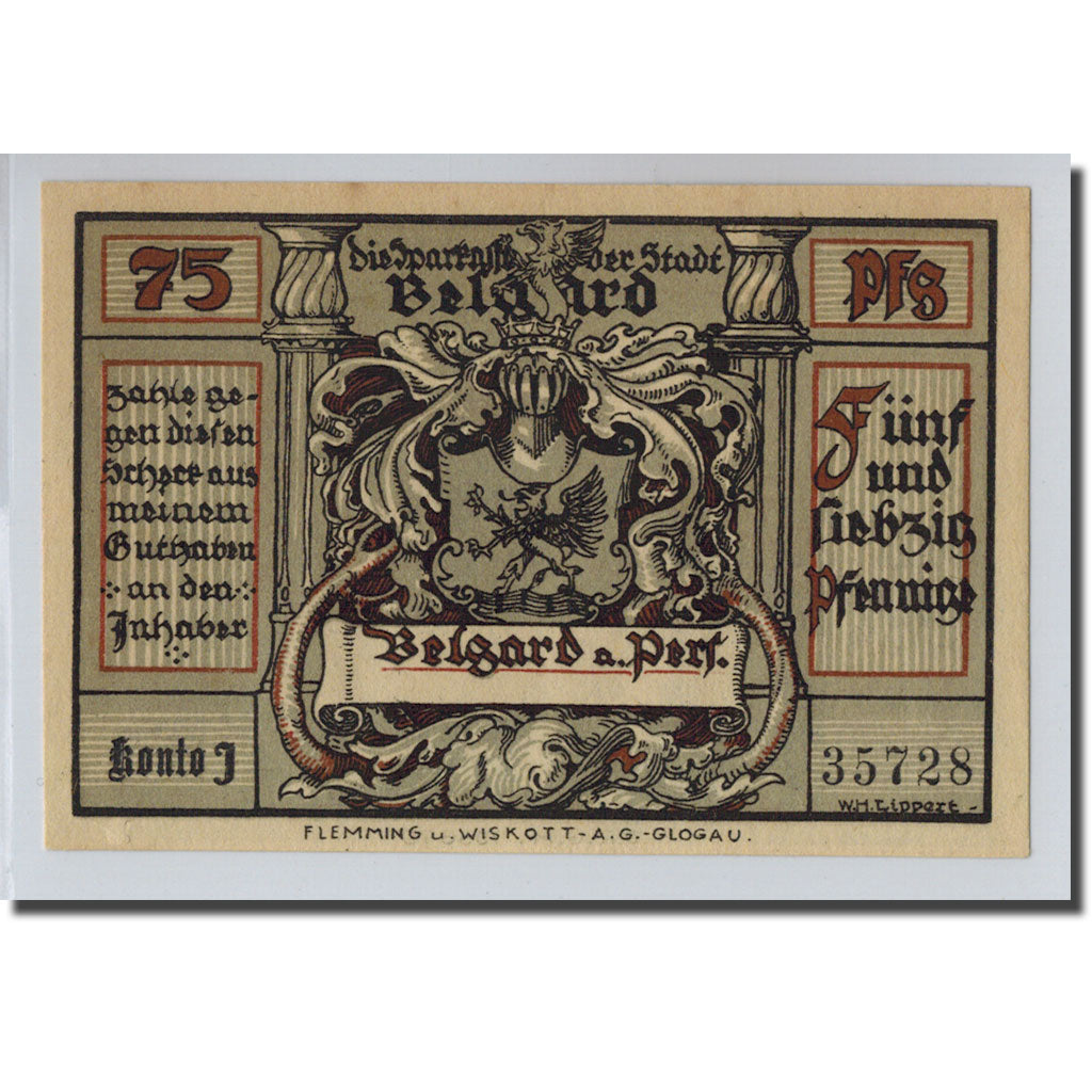 Banknote, Germany, Belgard a. Persante Stadt, 75 Pfennig, personnage, O.D