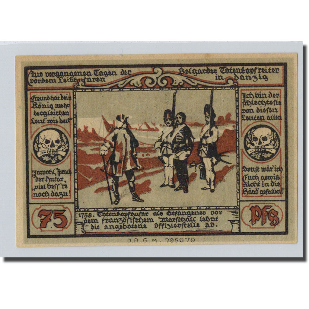 Banknote, Germany, Belgard a. Persante Stadt, 75 Pfennig, personnage, O.D