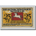 Banconote, Germania, Braunschweig, 25 Pfennig, cathédrale, 1921, 1921-05-01