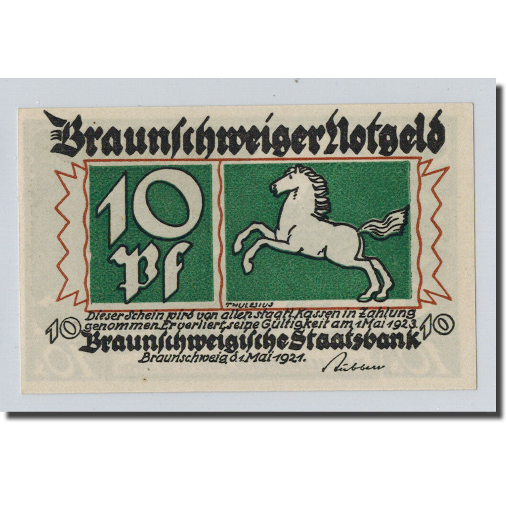 Biljet, Duitsland, Braunschweig, 10 Pfennig, paysage 1, 1921, 1921-05-01, SPL