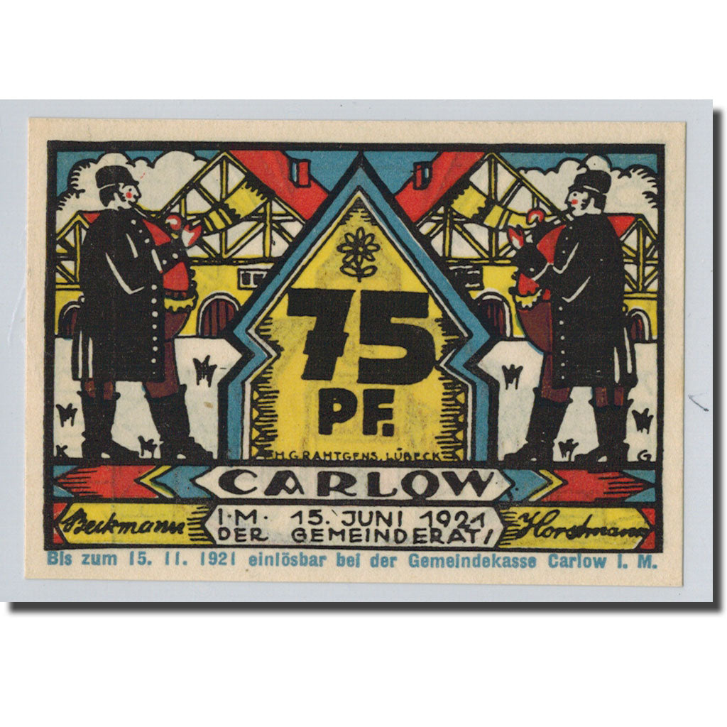 Billet, Allemagne, Carlow, 75 Pfennig, Eglise, 1921, 1921-06-15, SPL, Mehl:221.1