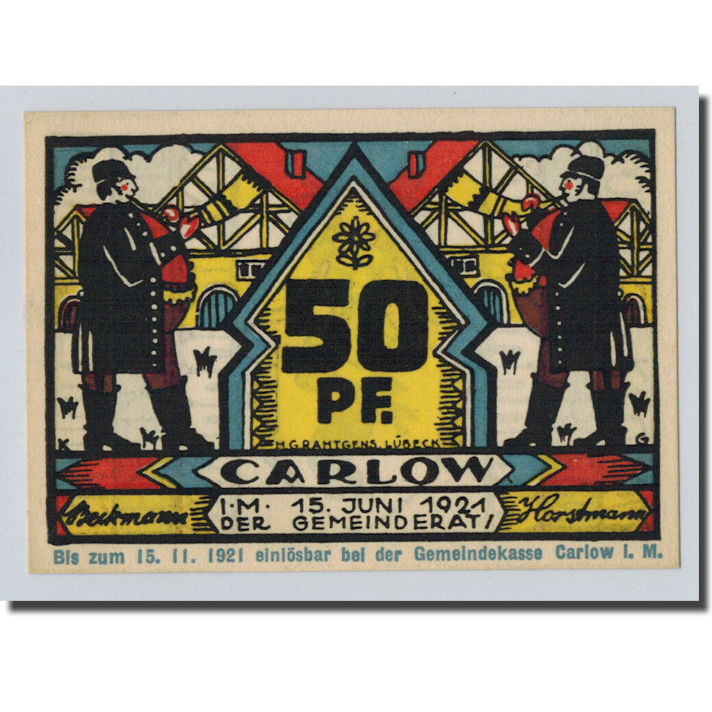Banconote, Germania, Carlow, 50 Pfennig, Ecusson, 1921, 1921-06-15, SPL