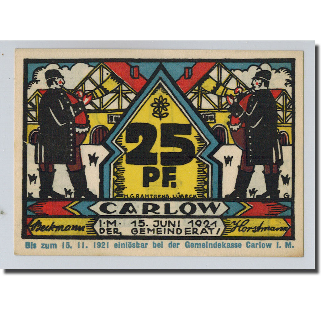 Geldschein, Deutschland, Carlow, 25 Pfennig, Monument, 1921, 1921-06-15, UNZ-