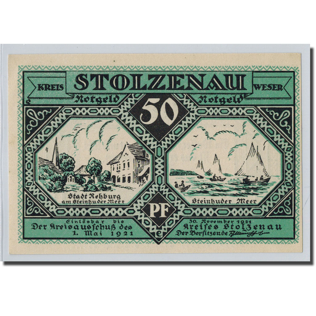 Banknot, Niemcy, Stolzenau a.d Weser, 50 Pfennig, bateau, 1921, 1921-05-01