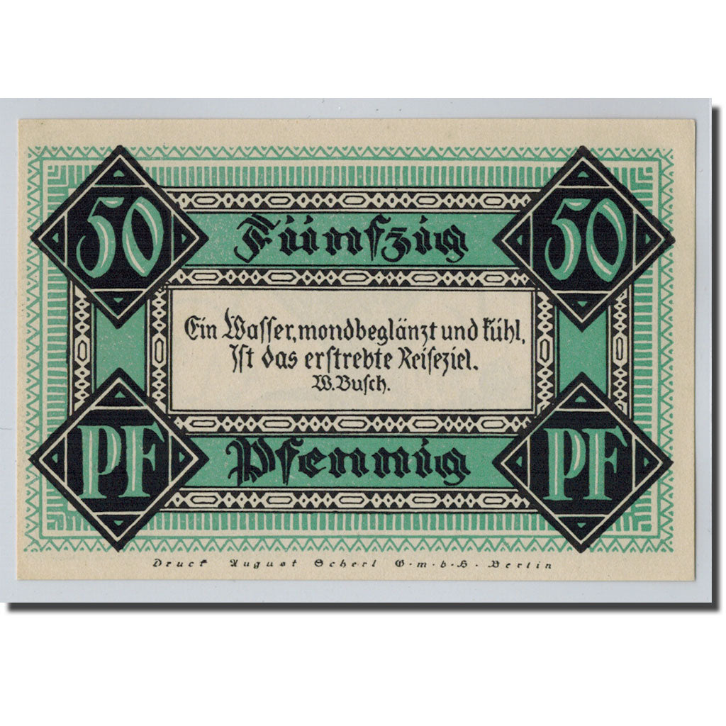 Banknot, Niemcy, Stolzenau a.d Weser, 50 Pfennig, bateau, 1921, 1921-05-01