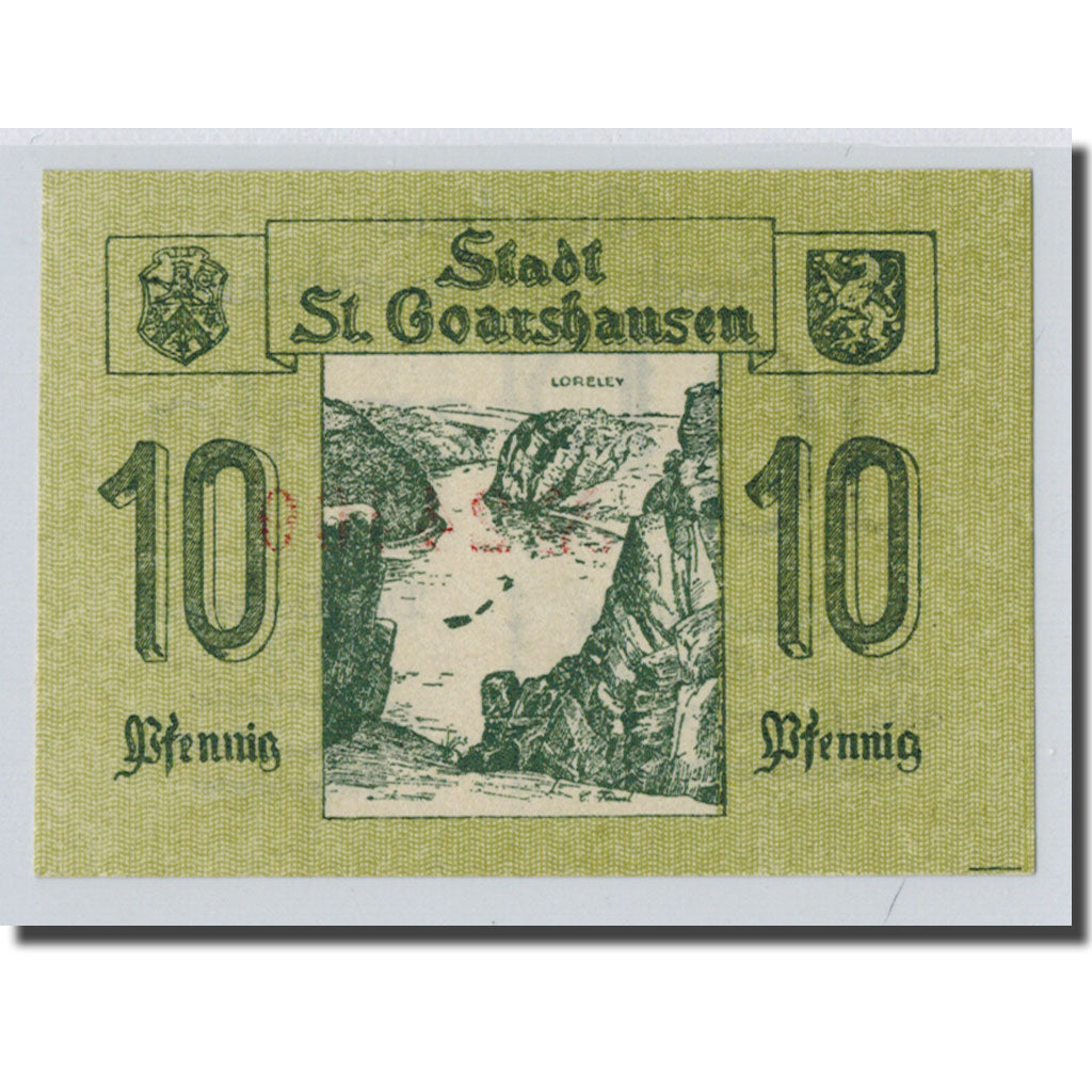 Banconote, Germania, St Goashausen, 10 Pfennig, paysage, SPL