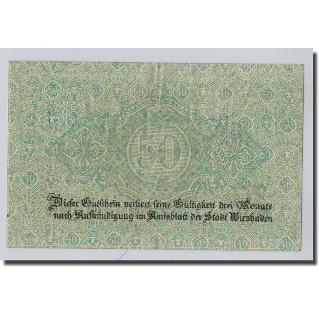 Billet, Allemagne, Wiesbaben, 50 Pfennig, graphique, 1919, SPL