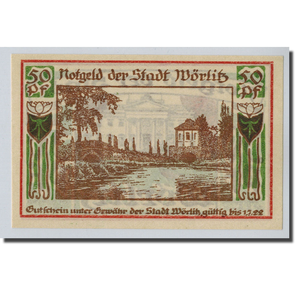 Banknote, Germany, Wörlitz, 50 Pfennig, paysage, O.D, UNC(63), Mehl:1450.1