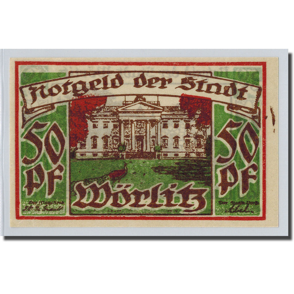 Geldschein, Deutschland, Wörlitz, 50 Pfennig, paysage 1, O.D, UNZ-, Mehl:1450.1