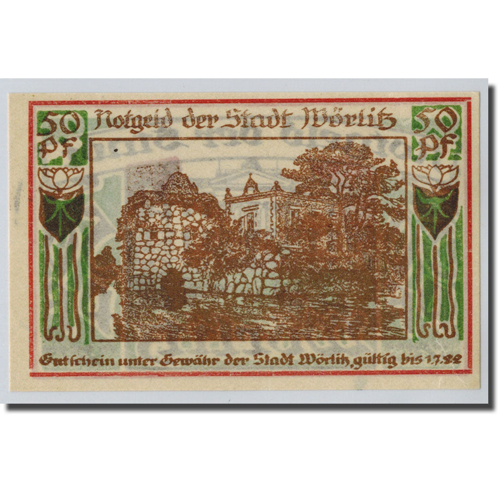 Geldschein, Deutschland, Wörlitz, 50 Pfennig, paysage 1, O.D, UNZ-, Mehl:1450.1