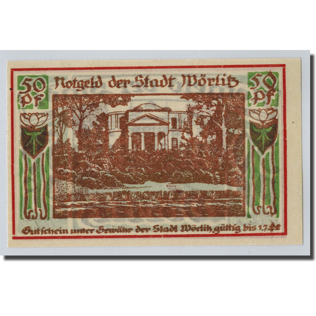 Billete, Alemania, Wörlitz, 50 Pfennig, paysage 2, O.D, SC, Mehl:1450.1