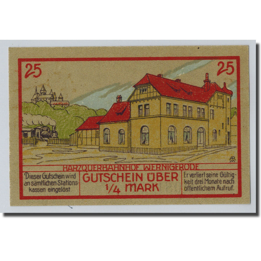 Banknote, Germany, Wernigerode, 25 Pfennig, manoir, 1921, 1921-03-01, UNC(63)