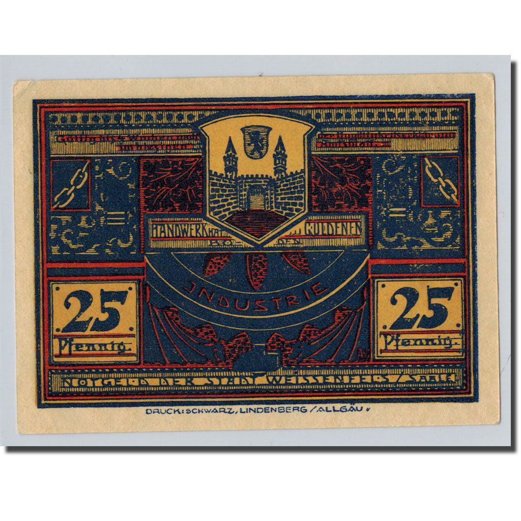 Banknote, Germany, Weissenfels, 25 Pfennig, paysage, 1921, UNC(63), Mehl:1403.1
