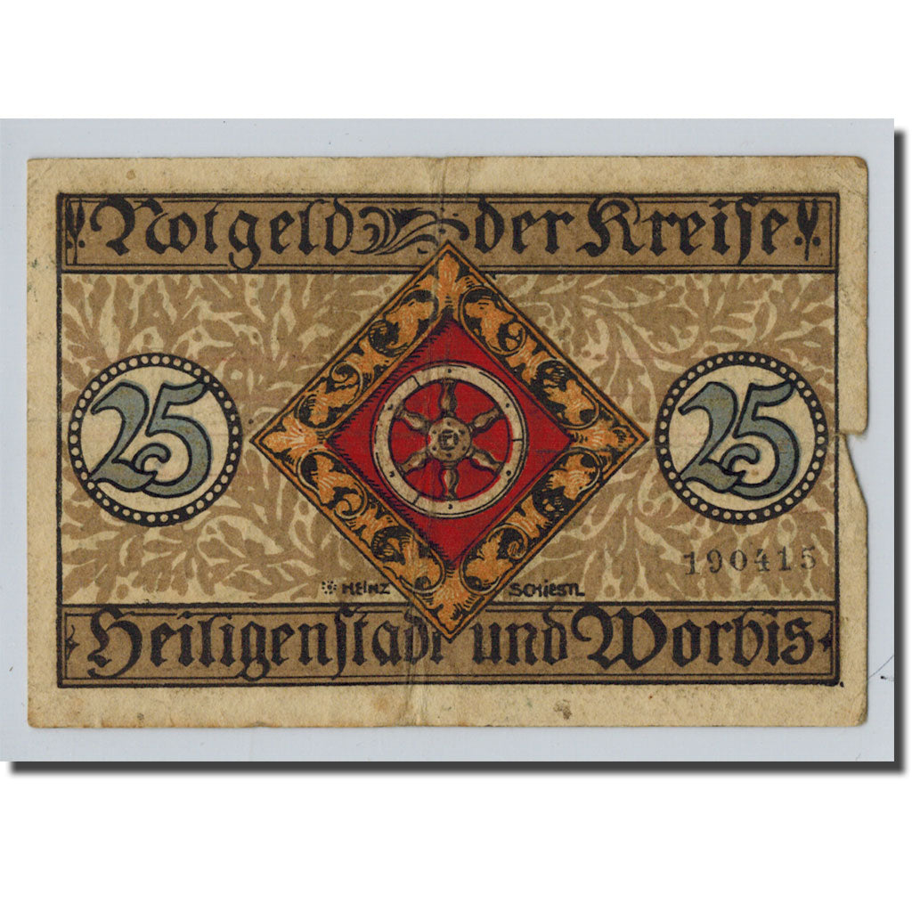 Banknote, Germany, Heilingenstadt, 25 Pfennig, personnage, 1918, UNC(63)